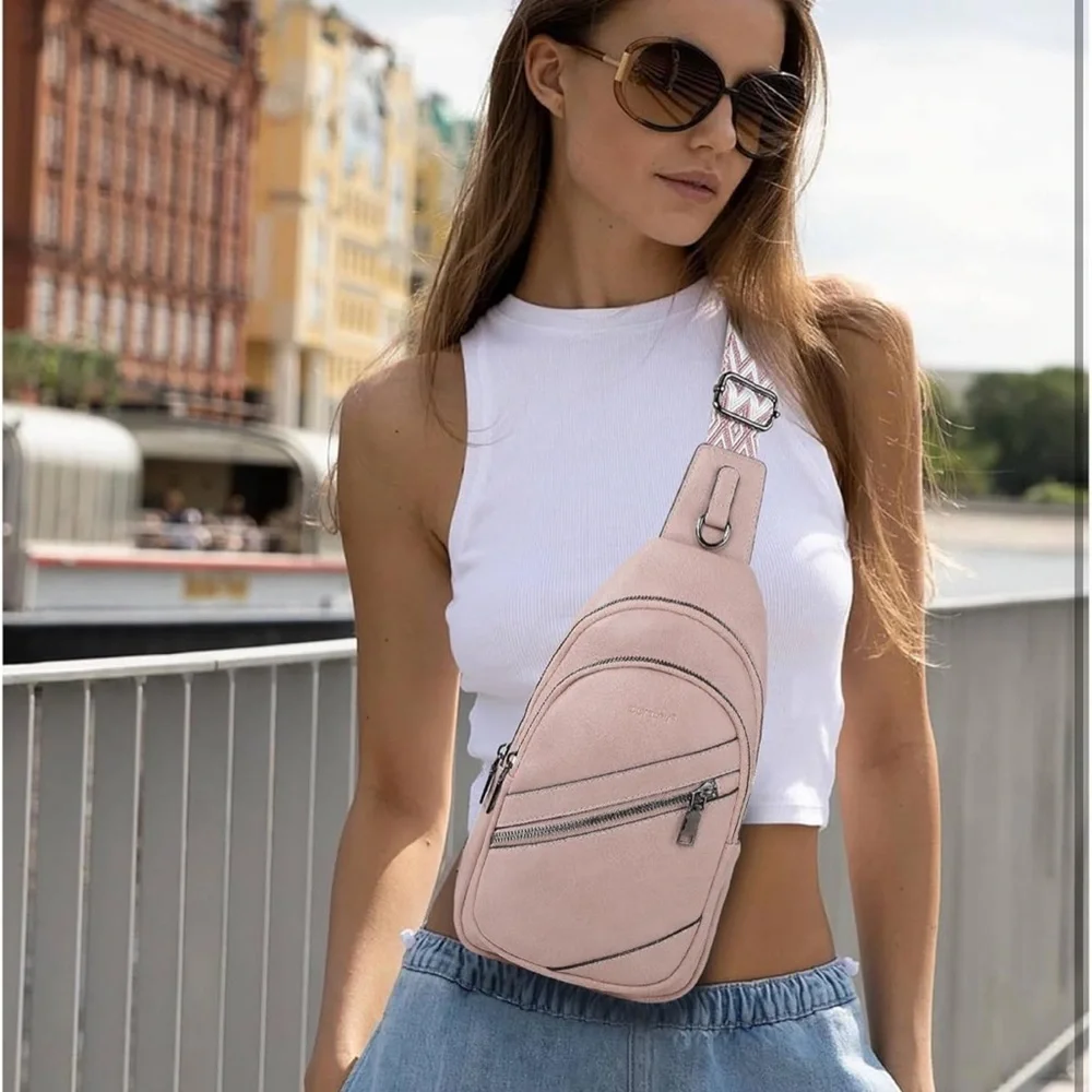 Pink leather Crossbody Bag